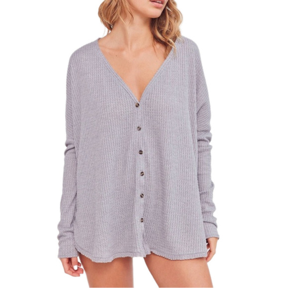 Urban Outfitters Out From Under oversized waffle knit thermal size small grey - Picture 1 of 9